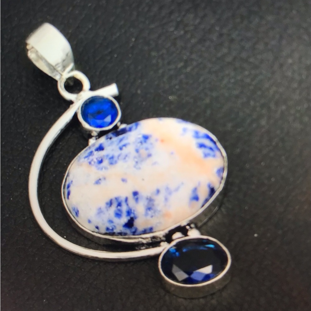 Sodalite Blue Sapphire Stamped 925 Sterling Silver Necklace